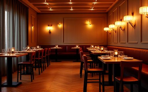 Sala da pranzo con illuminazione d'atmosfera calda